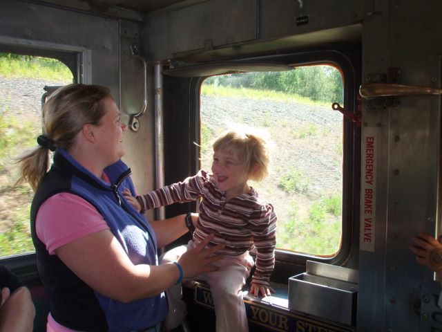 Julie and Cassidy at the Front of the Train