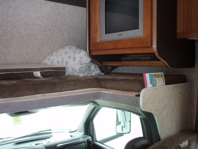 The loft in the RV where the kids slept.