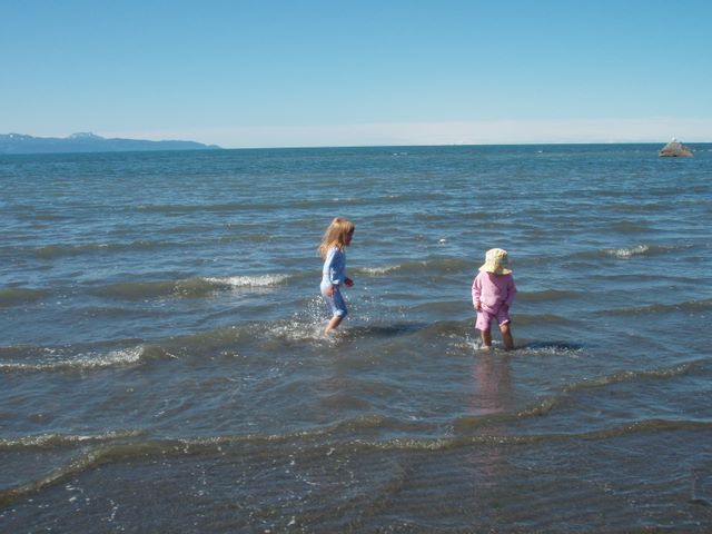 Danielle and Cassidy Playing Kachemak Bay