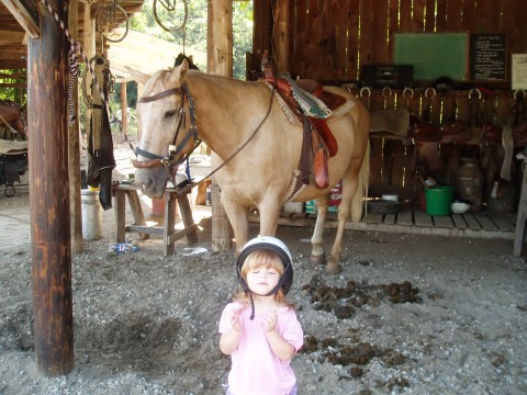 Danielle getting ready to go for a horseback ride